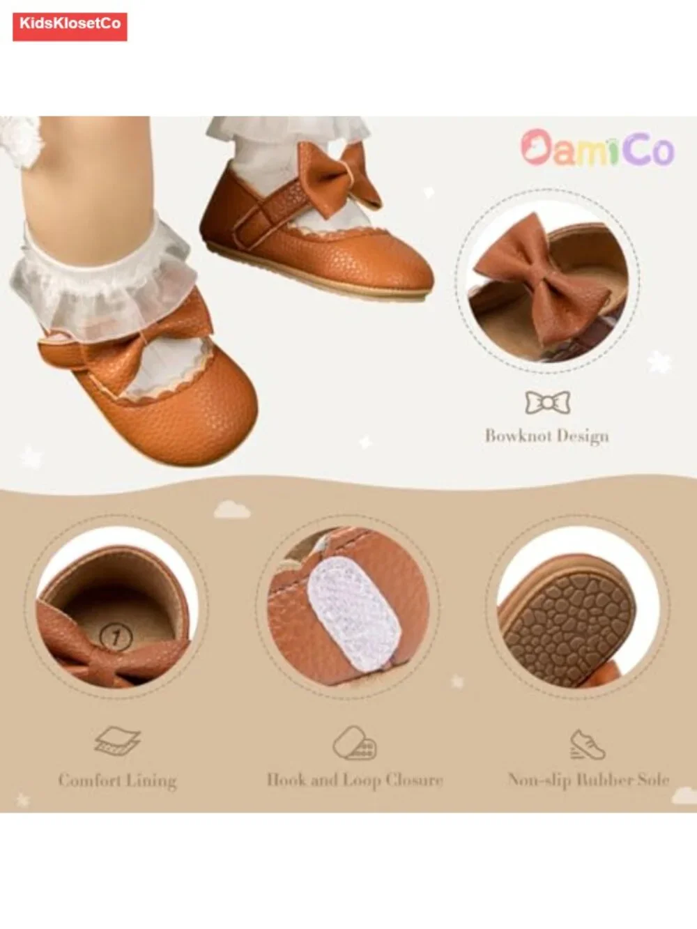 Baby Girls Mary Jane Flats Infant Princess Dress Shoes Non-Slip PU Leather